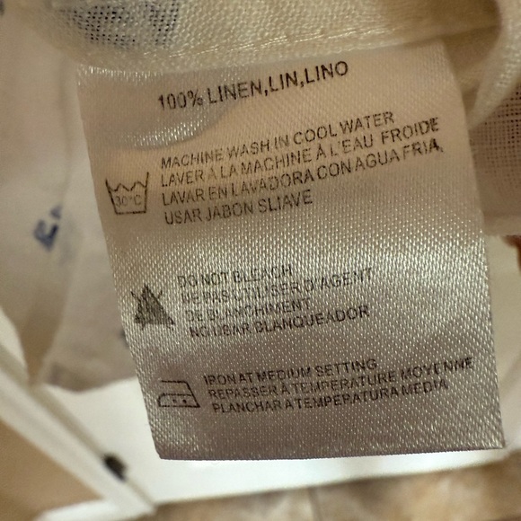 Report Collection Men’s White and Blue Linen Button Down Shirt w Lobsters - Picture 5 of 5